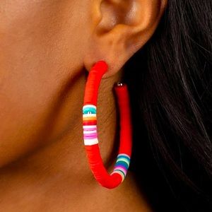 Colorfully Contagious - Red Hoop Earrings